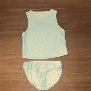 Girls Gap Checkered Blue and Green 2pc Bathing Suit  - size small